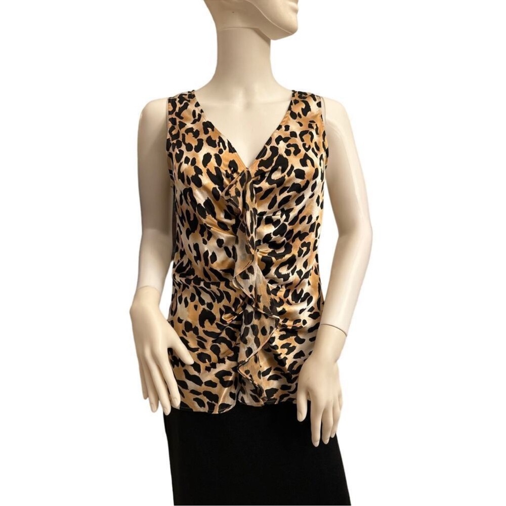 St John leopard print silk top. Size 8.